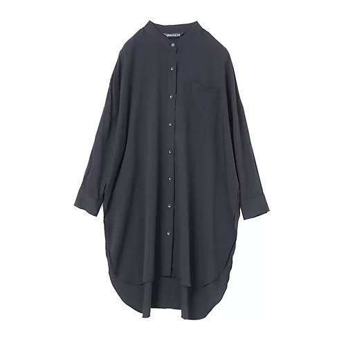 【ミズイロ インド/mizuiro ind】のT/Rバンドカラーロングシャツ インテリア・キッズ・メンズ・レディースファッション・服の通販 founy(ファニー) 　ファッション　Fashion　レディースファッション　Fashion for Women　トップス・カットソー　Cut & Sew Tops　シャツ・ブラウス・オフィスカジュアル　Elegant Blouses & Button-Ups　スリット　Slit, Slit Detail　セットアップ　Set-Up, Coordinated Outfit　ツイル　Twist, Twisted Detail　フロント　Front, Front Design　エレガント 上品　Elegant　人気　Popular, Best Seller　羽織　Haori, Light Jacket　ネイビー|ID: prp329100004864167 ipo3291000000036196173