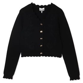 【ガニー/GANNI】 Cotton Cashmere Crochet Applique Cardigan人気、トレンドファッション・服の通販 founy(ファニー) ファッション Fashion レディースファッション Fashion for Women トップス・カットソー Cut & Sew Tops カーディガン・羽織り Layered Style Cardigans かぎ針 Crochet カーディガン Cardigan, Knitwear コンパクト Compact, Small Size バタフライ Butterfly, Butterfly Motif フリル Frill, Ruffle |ID:prp329100004866106