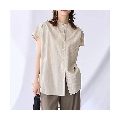 【エニー/ANY】のラメストライプ半袖シャツブラウス インテリア・キッズ・メンズ・レディースファッション・服の通販 founy(ファニー) 　ファッション　Fashion　レディースファッション　Fashion for Women　トップス・カットソー　Cut & Sew Tops　シャツ・ブラウス・オフィスカジュアル　Elegant Blouses & Button-Ups　アクセサリー　Fashion Accessories　インナー　Innerwear　キャミ　Camisole, Cami Top　シルバー　Silver, Metallic Silver　ストライプ　Stripe, Striped Pattern　タンク　Tank Top, Sleeveless Top　デニム　Denim, Jeans Material　パール　Pearl, Pearl Accent　半袖　Short Sleeve, Half Sleeve　グレー×オフストライプ|ID: prp329100004866797 ipo3291000000036272242