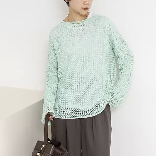 【ノーリーズ/NOLLEY'S】の《手洗い可能》ペーパーヤーンメッシュプルオーバー インテリア・キッズ・メンズ・レディースファッション・服の通販 founy(ファニー) 　ファッション　Fashion　レディースファッション　Fashion for Women　トップス・カットソー　Cut & Sew Tops　カジュアルプルオーバー・ニットトップス　Pullovers & Knit Tops / Casual Pullovers　2026年　2026　メッシュ　Mesh, Net Fabric　吸水　Absorbent, Quick-Dry　春　Spring　秋　Autumn　ミントグリーン|ID: prp329100004866799 ipo3291000000036250165