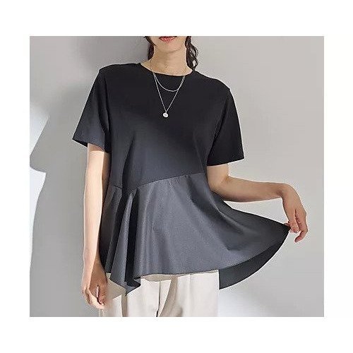 【エニー/ANY】のコンビネーションイレヘムカットソー インテリア・キッズ・メンズ・レディースファッション・服の通販 founy(ファニー) ファッション Fashion レディースファッション Fashion for Women トップス・カットソー Cut & Sew Tops カットソー・ベーシックTシャツ Cut-and-Sewn Tops / Stretch Tees & Basics アシンメトリー Asymmetrical Style コンビ Combo, Combination Style ストレート Straight, Straight Cut チュニック Tunic, Long Top バランス Balance, Style Balance パターン Pattern, Design Print リラックス Relax, Relaxed Fit ブラック|ID: prp329100004867468 ipo3291000000036259171