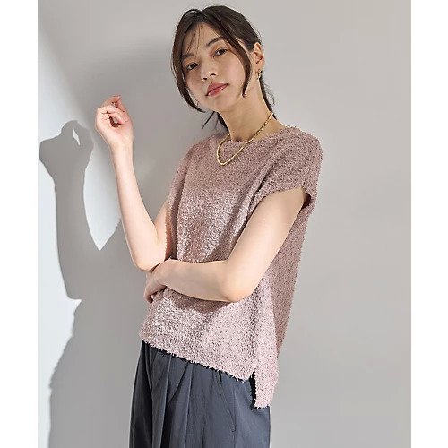 【エニー/ANY】のホーンヤーンラメニット インテリア・キッズ・メンズ・レディースファッション・服の通販 founy(ファニー) 　ファッション　Fashion　レディースファッション　Fashion for Women　トップス・カットソー　Cut & Sew Tops　ニット　Knit Tops & Sweaters　インナー　Innerwear　スリット　Slit, Slit Detail　スリーブ　Sleeve, Long Sleeve / Short Sleeve　バランス　Balance, Style Balance　フレンチ　French, French Style　エレガント 上品　Elegant　ピンク|ID: prp329100004867469 ipo3291000000036259177