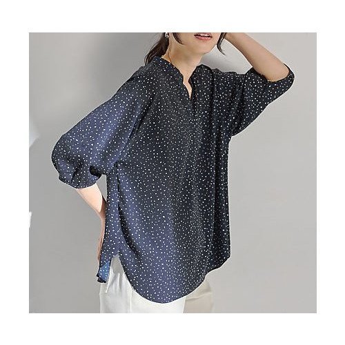 【エニー/ANY】のドルマンスキッパードットブラウス インテリア・キッズ・メンズ・レディースファッション・服の通販 founy(ファニー) https://founy.com/ ファッション Fashion レディースファッション Fashion for Women トップス・カットソー Cut & Sew Tops シャツ・ブラウス・オフィスカジュアル Elegant Blouses & Button-Ups ジョーゼット Georgette, Semi-Sheer Fabric スキッパー Skipper, Open Collar スリーブ Sleeve, Long Sleeve / Short Sleeve デニム Denim, Jeans Material ドット Polka Dot, Dot Pattern バランス Balance, Style Balance ボトム Bottoms, Lower Wear エレガント 上品 Elegant 楽ちん Easy Fit, Comfortable 洗える Machine Washable ビジネス 仕事 通勤 Business / Work / Commuting |ID: prp329100004867470 ipo3291000000036260736