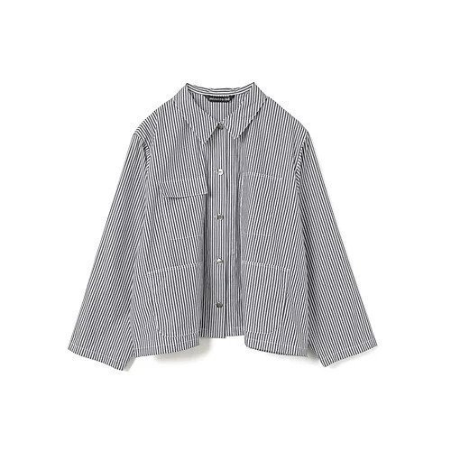 【ミズイロ インド/mizuiro ind】のストライプカバーオール インテリア・キッズ・メンズ・レディースファッション・服の通販 founy(ファニー) 　ファッション　Fashion　レディースファッション　Fashion for Women　インナー　Innerwear　コンパクト　Compact, Small Size　ジャケット　Jacket, Outerwear　ストライプ　Stripe, Striped Pattern　フロント　Front, Front Design　ポケット　Pocket, Pocket Detail　今季　This Season, Current Season　定番　Standard, Basic Item　ブラック|ID: prp329100004867543 ipo3291000000036260713
