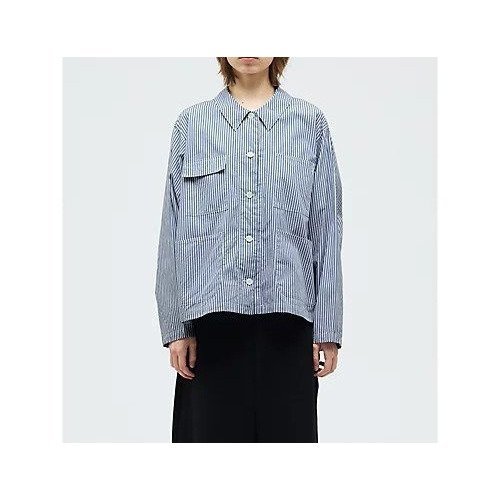 【ミズイロ インド/mizuiro ind】のストライプカバーオール インテリア・キッズ・メンズ・レディースファッション・服の通販 founy(ファニー) 　ファッション　Fashion　レディースファッション　Fashion for Women　インナー　Innerwear　コンパクト　Compact, Small Size　ジャケット　Jacket, Outerwear　ストライプ　Stripe, Striped Pattern　フロント　Front, Front Design　ポケット　Pocket, Pocket Detail　今季　This Season, Current Season　定番　Standard, Basic Item　ブルー|ID: prp329100004867543 ipo3291000000036260714