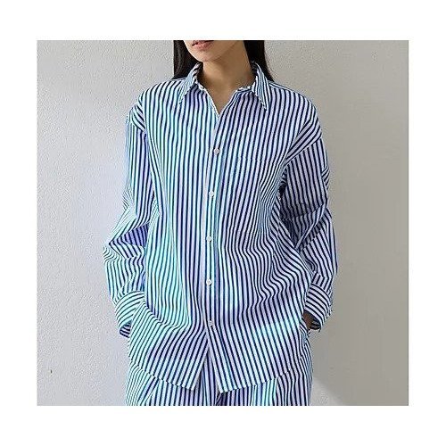 【ウィムガゼット/Whim Gazette】のストライプシャツ インテリア・キッズ・メンズ・レディースファッション・服の通販 founy(ファニー) ファッション Fashion レディースファッション Fashion for Women トップス・カットソー Cut & Sew Tops シャツ・ブラウス・オフィスカジュアル Elegant Blouses & Button-Ups 2026年 2026 おすすめ Recommended / Our Picks サテン Satin, Glossy Fabric スウェット / スエット Sweatshirt, Sweatwear ストライプ Stripe, Striped Pattern バランス Balance, Style Balance ポケット Pocket, Pocket Detail リラックス Relax, Relaxed Fit エレガント 上品 Elegant ブルー|ID: prp329100004868136 ipo3291000000036272287