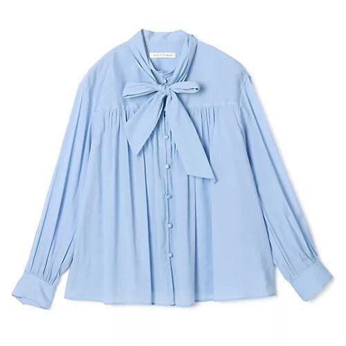 【マルティニーク/martinique】のギャザーボウタイブラウス インテリア・キッズ・メンズ・レディースファッション・服の通販 founy(ファニー) 　ファッション　Fashion　レディースファッション　Fashion for Women　トップス・カットソー　Cut & Sew Tops　シャツ・ブラウス・オフィスカジュアル　Elegant Blouses & Button-Ups　おすすめ　Recommended / Our Picks　オーガンジー　Organza Fabric　ギャザー　Gathered, Ruffled　シルク　Silk, 100% Silk　スリーブ　Sleeve, Long Sleeve / Short Sleeve　センター　Center, Center Line　フロント　Front, Front Design　ワイド　Wide, Wide Fit　エレガント 上品　Elegant　洗える　Machine Washable　羽織　Haori, Light Jacket　サックスブルー|ID: prp329100004869079 ipo3291000000036284219