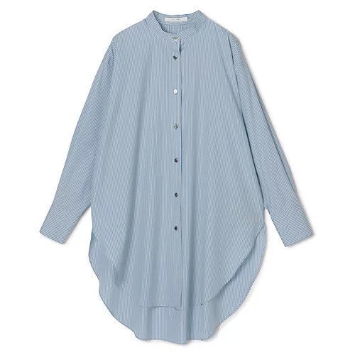 【プレインピープル/PLAIN PEOPLE】のハイカウントストライプバンドカラーシャツ インテリア・キッズ・メンズ・レディースファッション・服の通販 founy(ファニー) 　ファッション　Fashion　レディースファッション　Fashion for Women　トップス・カットソー　Cut & Sew Tops　シャツ・ブラウス・オフィスカジュアル　Elegant Blouses & Button-Ups　バランス　Balance, Style Balance　ボトム　Bottoms, Lower Wear　ラウンド　Round, Round Neck　リラックス　Relax, Relaxed Fit　ワイド　Wide, Wide Fit　洗える　Machine Washable　ブルーストライプ|ID: prp329100004869085 ipo3291000000036284339