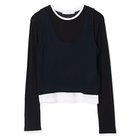 【プレインピープル/PLAIN PEOPLE】のシア―ハイツイストフライスレイヤードトップス ネイビーXシロ|ID: prp329100004869090 ipo3291000000036284378