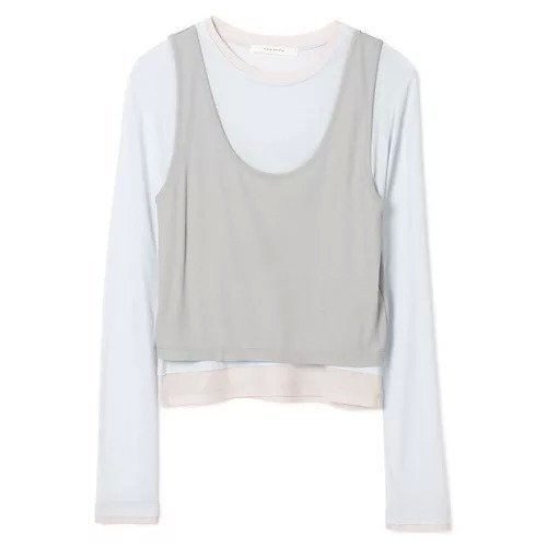 【プレインピープル/PLAIN PEOPLE】のシア―ハイツイストフライスレイヤードトップス インテリア・キッズ・メンズ・レディースファッション・服の通販 founy(ファニー) 　ファッション　Fashion　レディースファッション　Fashion for Women　トップス・カットソー　Cut & Sew Tops　洗える　Machine Washable　サックス|ID: prp329100004869090 ipo3291000000036284379