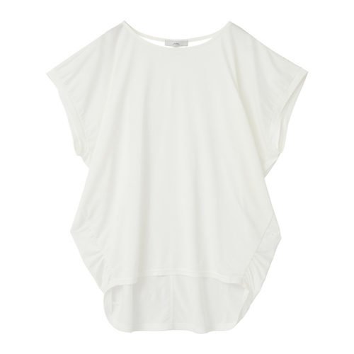 【ジュリエ/Julier】のマイクロ天竺ドレープトップス インテリア・キッズ・メンズ・レディースファッション・服の通販 founy(ファニー) 　ファッション　Fashion　レディースファッション　Fashion for Women　トップス・カットソー　Cut & Sew Tops　コレクション　Collection, Seasonal Line　シンプル　Simple, Minimal　ドレープ　Drape, Draping Fabric　半袖　Short Sleeve, Half Sleeve　無地　Plain, Solid Color　ヨガ　Yoga, Yoga Wear　ランニング　Running, Running Wear, Activewear, Jogging　リラックス　Relax, Relaxed Fit　ホワイト|ID: prp329100004869099 ipo3291000000036284436