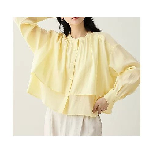 【エニー/ANY】のラッフルクロップドシャツ インテリア・キッズ・メンズ・レディースファッション・服の通販 founy(ファニー) 　ファッション　Fashion　レディースファッション　Fashion for Women　トップス・カットソー　Cut & Sew Tops　シャツ・ブラウス・オフィスカジュアル　Elegant Blouses & Button-Ups　おすすめ　Recommended / Our Picks　イエロー　Yellow　クロップド　Cropped, Short Length　ダウン　Down, Puffer　デニム　Denim, Jeans Material　トレンド　Trend, Trending Now　ベーシック　Basic, Essential　ボトム　Bottoms, Lower Wear　ラッフル　Ruffle, Frill　春　Spring　羽織　Haori, Light Jacket　ビジネス 仕事 通勤　Business / Work / Commuting　イエロー|ID: prp329100004869585 ipo3291000000036293087