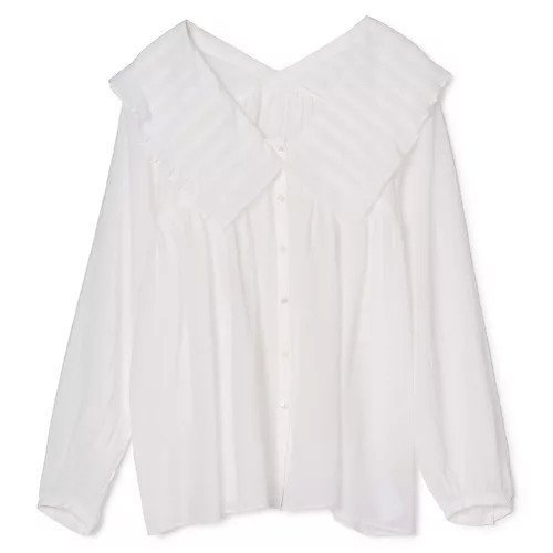 【マルティニーク/martinique】のコットンシフォンプリーツカラーブラウス インテリア・キッズ・メンズ・レディースファッション・服の通販 founy(ファニー) 　ファッション　Fashion　レディースファッション　Fashion for Women　トップス・カットソー　Cut & Sew Tops　シャツ・ブラウス・オフィスカジュアル　Elegant Blouses & Button-Ups　おすすめ　Recommended / Our Picks　シンプル　Simple, Minimal　フェミニン　Feminine, Girly　フリル　Frill, Ruffle　洗える　Machine Washable　ホワイト|ID: prp329100004871576 ipo3291000000036335084