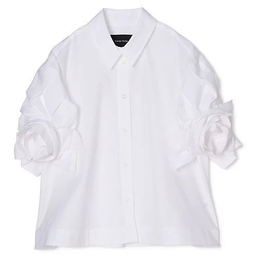【シモーン ロシャ/SIMONE ROCHA】のCROPPED ROSE PUFF SLEEVE SHIRT インテリア・キッズ・メンズ・レディースファッション・服の通販 founy(ファニー) ファッション Fashion レディースファッション Fashion for Women トップス・カットソー Cut & Sew Tops シャツ・ブラウス・オフィスカジュアル Elegant Blouses & Button-Ups コンパクト Compact, Small Size スリーブ Sleeve, Long Sleeve / Short Sleeve ボトム Bottoms, Lower Wear モダン Modern, Contemporary ローズ Rose, Rose Motif 洗える Machine Washable WHITE|ID: prp329100004871578 ipo3291000000036335108