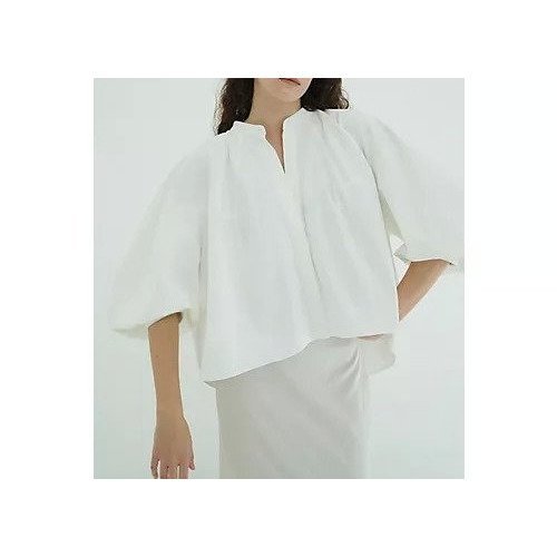 【クラネ/CLANE】のVOLUME SELEEVE STAND NECK SHIRTS 人気、トレンドファッション・服の通販 founy(ファニー) 　ファッション　Fashion　レディースファッション　Fashion for Women　トップス・カットソー　Cut & Sew Tops　シャツ・ブラウス・オフィスカジュアル　Elegant Blouses & Button-Ups　おすすめ　Recommended / Our Picks　ショート　Short, Short Length　ストレッチ　Stretch, Stretchy Fabric　ツイル　Twist, Twisted Detail　フォルム　Silhouette, Form　フロント　Front, Front Design　リネン　Linen, Linen Fabric　エレガント 上品　Elegant　夏　Summer　春　Spring　other-2|ID: prp329100004871587 ipo3291000000036322064
