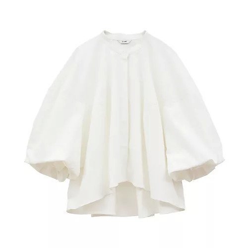 【クラネ/CLANE】のVOLUME SELEEVE STAND NECK SHIRTS インテリア・キッズ・メンズ・レディースファッション・服の通販 founy(ファニー) 　ファッション　Fashion　レディースファッション　Fashion for Women　トップス・カットソー　Cut & Sew Tops　シャツ・ブラウス・オフィスカジュアル　Elegant Blouses & Button-Ups　おすすめ　Recommended / Our Picks　ショート　Short, Short Length　ストレッチ　Stretch, Stretchy Fabric　ツイル　Twist, Twisted Detail　フォルム　Silhouette, Form　フロント　Front, Front Design　リネン　Linen, Linen Fabric　エレガント 上品　Elegant　夏　Summer　春　Spring　WHITE|ID: prp329100004871588 ipo3291000000036322063