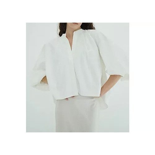 【クラネ/CLANE】のVOLUME SELEEVE STAND NECK SHIRTS 人気、トレンドファッション・服の通販 founy(ファニー) 　ファッション　Fashion　レディースファッション　Fashion for Women　トップス・カットソー　Cut & Sew Tops　シャツ・ブラウス・オフィスカジュアル　Elegant Blouses & Button-Ups　おすすめ　Recommended / Our Picks　ショート　Short, Short Length　ストレッチ　Stretch, Stretchy Fabric　ツイル　Twist, Twisted Detail　フォルム　Silhouette, Form　フロント　Front, Front Design　リネン　Linen, Linen Fabric　エレガント 上品　Elegant　夏　Summer　春　Spring　other-3|ID: prp329100004871588 ipo3291000000036322067