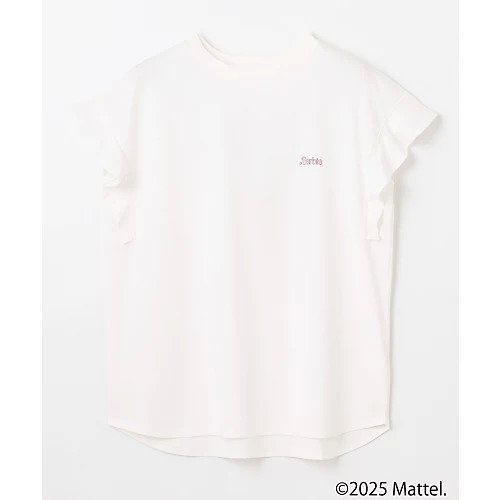 【エニー/ANY】の【Barbie(TM)】フリルTシャツ インテリア・キッズ・メンズ・レディースファッション・服の通販 founy(ファニー) 　ファッション　Fashion　レディースファッション　Fashion for Women　トップス・カットソー　Cut & Sew Tops　シャツ・ブラウス・オフィスカジュアル　Elegant Blouses & Button-Ups　ロングTシャツ・Tシャツ　Longline T-Shirts & Tees　イラスト　Illustration　カットソー　Cut and Sewn Top　カリフォルニア　California, Cali Style　キャップ　Cap, Baseball Cap　スリーブ　Sleeve, Long Sleeve / Short Sleeve　デニム　Denim, Jeans Material　人気　Popular, Best Seller　フリル　Frill, Ruffle　プリント　Print, Printed Pattern　半袖　Short Sleeve, Half Sleeve　リボン　Ribbon, Bow　プチプライス・低価格　Affordable / Budget Price　おすすめ　Recommended / Our Picks　エレガント 上品　Elegant　ホワイト|ID: prp329100004872076 ipo3291000000036328965