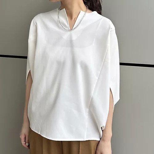 【イーバイエクラ/E by eclat】の涼やかポンチョ風ブラウス 人気、トレンドファッション・服の通販 founy(ファニー) 　ファッション　Fashion　レディースファッション　Fashion for Women　アウター　Coat / Outerwear Collection　ポンチョ・ケープコート　Ponchos & Capes　トップス・カットソー　Cut & Sew Tops　シャツ・ブラウス・オフィスカジュアル　Elegant Blouses & Button-Ups　シンプル　Simple, Minimal　ストレッチ　Stretch, Stretchy Fabric　スリット　Slit, Slit Detail　ベーシック　Basic, Essential　ボトム　Bottoms, Lower Wear　ポンチョ　Poncho, Cape Style　夏　Summer　洗える　Machine Washable　other-3|ID: prp329100004877451 ipo3291000000036383988