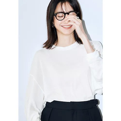 【イーバイエクラ/E by eclat】の【コラボ】カシミヤ混極上ワイドカットソー 人気、トレンドファッション・服の通販 founy(ファニー) 　ファッション　Fashion　レディースファッション　Fashion for Women　トップス・カットソー　Cut & Sew Tops　カットソー・ベーシックTシャツ　Cut-and-Sewn Tops / Stretch Tees & Basics　なめらか　Smooth, Silky Texture　コラボ　Collaboration, Collab　ストレッチ　Stretch, Stretchy Fabric　洗える　Machine Washable　A/W・秋冬　Autumn/Winter　other-3|ID: prp329100004877519 ipo3291000000036384319