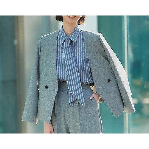 【エムセブンデイズ/M7days】の【加藤かすみさんコラボ】【洗える】透けストライプボウタイ付きシャツ 人気、トレンドファッション・服の通販 founy(ファニー) 　ファッション　Fashion　レディースファッション　Fashion for Women　トップス・カットソー　Cut & Sew Tops　シャツ・ブラウス・オフィスカジュアル　Elegant Blouses & Button-Ups　コラボ　Collaboration, Collab　ジャケット　Jacket, Outerwear　ストライプ　Stripe, Striped Pattern　リボン　Ribbon, Bow　洗える　Machine Washable　other-3|ID: prp329100004877525 ipo3291000000036384359