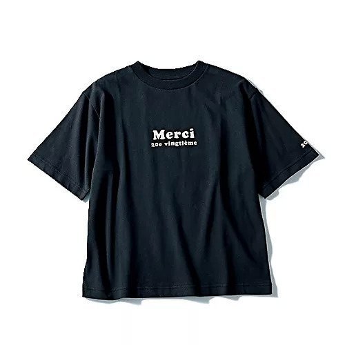 【トゥエルブクローゼット/12closet】の【洗える】USA コットン Merci Tシャツ インテリア・キッズ・メンズ・レディースファッション・服の通販 founy(ファニー) 　ファッション　Fashion　レディースファッション　Fashion for Women　トップス・カットソー　Cut & Sew Tops　シャツ・ブラウス・オフィスカジュアル　Elegant Blouses & Button-Ups　ロングTシャツ・Tシャツ　Longline T-Shirts & Tees　バランス　Balance, Style Balance　フロント　Front, Front Design　プリント　Print, Printed Pattern　ベーシック　Basic, Essential　ワンポイント　One Point, Statement Accent　洗える　Machine Washable　ブラック|ID: prp329100004877530 ipo3291000000036384398