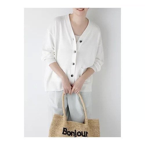 【ヒューマンウーマン/HUMAN WOMAN】のペーパーヤーンミドル丈カーディガン インテリア・キッズ・メンズ・レディースファッション・服の通販 founy(ファニー) 　ファッション　Fashion　レディースファッション　Fashion for Women　トップス・カットソー　Cut & Sew Tops　カーディガン・羽織り　Layered Style Cardigans　おすすめ　Recommended / Our Picks　カーディガン　Cardigan, Knitwear　コラボ　Collaboration, Collab　タンク　Tank Top, Sleeveless Top　リラックス　Relax, Relaxed Fit　ホワイト|ID: prp329100004877547 ipo3291000000036384627