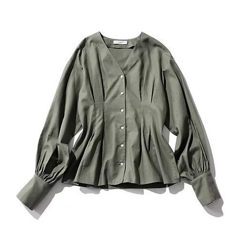 【スアデオ/suadeo】のリネン混ジャケット風ブラウス インテリア・キッズ・メンズ・レディースファッション・服の通販 founy(ファニー) 　ファッション　Fashion　レディースファッション　Fashion for Women　アウター　Coat / Outerwear Collection　レディースジャケット・軽アウター　Jackets　インナー　Innerwear　エレガント 上品　Elegant　春　Spring　カフス　Cuff Design　今季　This Season, Current Season　ジャケット　Jacket, Outerwear　デニム　Denim, Jeans Material　トレンド　Trend, Trending Now　ネックレス　Necklace, Pendant Necklace　バランス　Balance, Style Balance　パターン　Pattern, Design Print　フィット　Fit, Slim Fit　フレア　Flare, Flared　フロント　Front, Front Design　リネン　Linen, Linen Fabric　S/S・春夏　SS, Spring/Summer, Warm Season　夏　Summer　カーキ|ID: prp329100004877552 ipo3291000000036384652