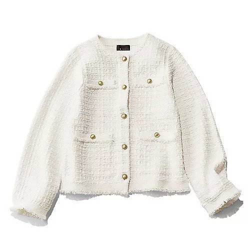 【エムセブンデイズ/M7days】の【洗える】ツイードジャケット風ニットカーディガン インテリア・キッズ・メンズ・レディースファッション・服の通販 founy(ファニー) 　ファッション　Fashion　レディースファッション　Fashion for Women　カーゴパンツ　Cargo Pants, Utility Pants　カーディガン　Cardigan, Knitwear　ジャケット　Jacket, Outerwear　ツイード　Twill, Twill Weave　デニム　Denim, Jeans Material　フリンジ　Fringe, Tassel　ポケット　Pocket, Pocket Detail　ミックス　Mix, Mixed Style　メタル　Metal, Metal Parts　ビジネス 仕事 通勤　Business / Work / Commuting　洗える　Machine Washable　オフホワイト|ID: prp329100004877553 ipo3291000000036384657