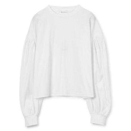 【エムセブンデイズ フォー プチ/M7days for petit】の袖ギャザーロングTシャツ インテリア・キッズ・メンズ・レディースファッション・服の通販 founy(ファニー) 　ファッション　Fashion　レディースファッション　Fashion for Women　トップス・カットソー　Cut & Sew Tops　シャツ・ブラウス・オフィスカジュアル　Elegant Blouses & Button-Ups　ロングTシャツ・Tシャツ　Longline T-Shirts & Tees　カットソー　Cut and Sewn Top　ギャザー　Gathered, Ruffled　シルケット　Silket, Silky Cotton　トレンド　Trend, Trending Now　ロング　Long, Long-Length　洗える　Machine Washable　ホワイト|ID: prp329100004877564 ipo3291000000036384728