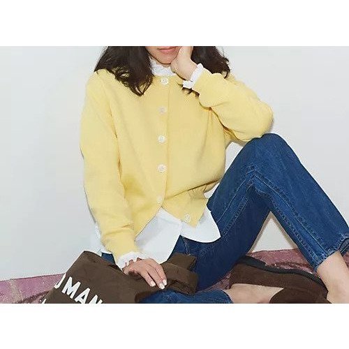 【スローン/SLOANE】の【HPS別注】12G天竺 ダブルフェイス クルーネック カーディガン 人気、トレンドファッション・服の通販 founy(ファニー) 　ファッション　Fashion　レディースファッション　Fashion for Women　トップス・カットソー　Cut & Sew Tops　カーディガン・羽織り　Layered Style Cardigans　イエロー　Yellow　オケージョン　Occasion Wear　カーディガン　Cardigan, Knitwear　スーピマ　Supima, Premium Cotton　ダブル　Double, Double-Breasted　フェイス　Face, Facial Design　フォルム　Silhouette, Form　エレガント 上品　Elegant　別注　Limited Edition, Custom Order　春　Spring　洗える　Machine Washable　other-3|ID: prp329100004877587 ipo3291000000036385029