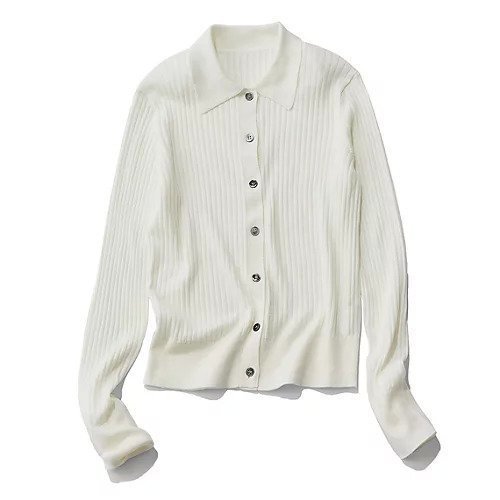 【エムセブンデイズ/M7days】の襟つきリブニット インテリア・キッズ・メンズ・レディースファッション・服の通販 founy(ファニー) 　ファッション　Fashion　レディースファッション　Fashion for Women　トップス・カットソー　Cut & Sew Tops　ニット　Knit Tops & Sweaters　カーディガン　Cardigan, Knitwear　トレンド　Trend, Trending Now　バランス　Balance, Style Balance　フィット　Fit, Slim Fit　リブニット　Rib Knit, Ribbed Knit　ワイド　Wide, Wide Fit　ワイドリブ　Wide Rib, Wide Ribbed Knit　人気　Popular, Best Seller　ホワイト|ID: prp329100004877593 ipo3291000000036385058