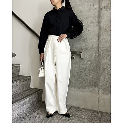 【エムセブンデイズ/M7days】の袖チュールシャツ 人気、トレンドファッション・服の通販 founy(ファニー) 　ファッション　Fashion　レディースファッション　Fashion for Women　トップス・カットソー　Cut & Sew Tops　シャツ・ブラウス・オフィスカジュアル　Elegant Blouses & Button-Ups　ストレッチ　Stretch, Stretchy Fabric　チュール　Tulip, Tulip Motif　バランス　Balance, Style Balance　フォルム　Silhouette, Form　ベーシック　Basic, Essential　洗える　Machine Washable　other-3|ID: prp329100004877594 ipo3291000000036385065