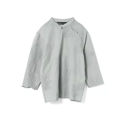 【ミズイロ インド/mizuiro ind】のレースシノワズリシャツ インテリア・キッズ・メンズ・レディースファッション・服の通販 founy(ファニー) 　ファッション　Fashion　レディースファッション　Fashion for Women　トップス・カットソー　Cut & Sew Tops　シャツ・ブラウス・オフィスカジュアル　Elegant Blouses & Button-Ups　アンティーク　Antique-Inspired　シンプル　Simple, Minimal　スカラップ　Scallop, Scalloped Edge　レース　Lace, Lace Fabric　エレガント 上品　Elegant　無地　Plain, Solid Color　グレー|ID: prp329100004877615 ipo3291000000036385327