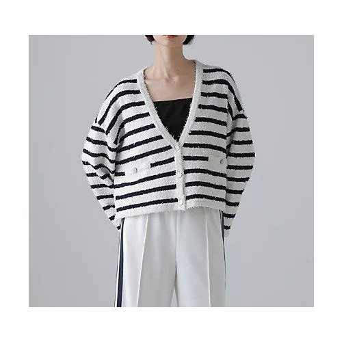 【アドーア/ADORE】のツィーディーボーダーニット 人気、トレンドファッション・服の通販 founy(ファニー) 　ファッション　Fashion　レディースファッション　Fashion for Women　トップス・カットソー　Cut & Sew Tops　ニット　Knit Tops & Sweaters　おすすめ　Recommended / Our Picks　カーディガン　Cardigan, Knitwear　スタンダード　Standard, Basic　ストレッチ　Stretch, Stretchy Fabric　フィット　Fit, Slim Fit　ボトム　Bottoms, Lower Wear　ロング　Long, Long-Length　夏　Summer　春　Spring　S/S・春夏　SS, Spring/Summer, Warm Season　other-3|ID: prp329100004877624 ipo3291000000036385424