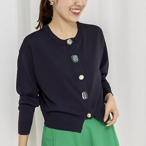 【ノーリーズ/NOLLEY'S】の《手洗い可能》ランダムビジューカーディガン インテリア・キッズ・メンズ・レディースファッション・服の通販 founy(ファニー) 　ファッション　Fashion　レディースファッション　Fashion for Women　トップス・カットソー　Cut & Sew Tops　カーディガン・羽織り　Layered Style Cardigans　2026年　2026　おすすめ　Recommended / Our Picks　カーディガン　Cardigan, Knitwear　コンパクト　Compact, Small Size　デニム　Denim, Jeans Material　トレンド　Trend, Trending Now　ビジュー　Bijou, Jewel-like Accent　レース　Lace, Lace Fabric　夏　Summer　インディゴブルー|ID: prp329100004877629 ipo3291000000036385453