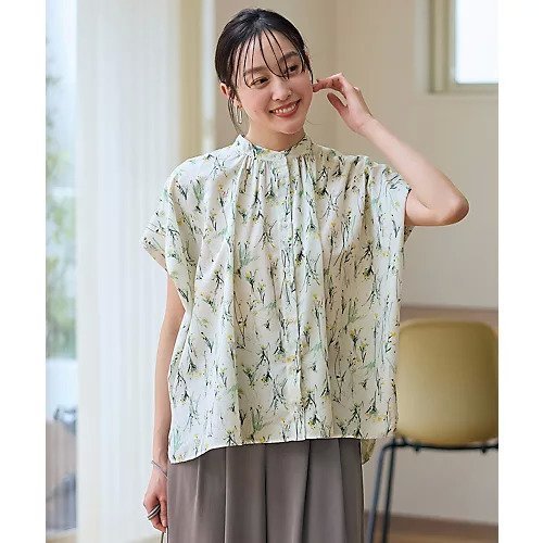 【エニー/ANY】のスクエアプリントシャツ インテリア・キッズ・メンズ・レディースファッション・服の通販 founy(ファニー) 　ファッション　Fashion　レディースファッション　Fashion for Women　トップス・カットソー　Cut & Sew Tops　シャツ・ブラウス・オフィスカジュアル　Elegant Blouses & Button-Ups　アニマル　Animal Print　シンプル　Simple, Minimal　デニム　Denim, Jeans Material　エレガント 上品　Elegant　オフベース×花柄|ID: prp329100004877636 ipo3291000000036385506