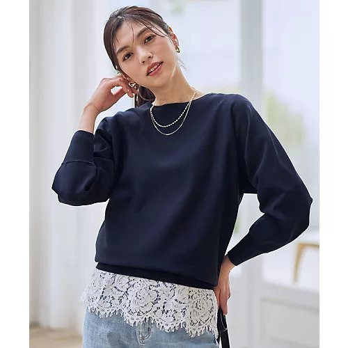 【エニー/ANY】のスプリングカラーニットドルマンプルオーバー インテリア・キッズ・メンズ・レディースファッション・服の通販 founy(ファニー) 　ファッション　Fashion　レディースファッション　Fashion for Women　トップス・カットソー　Cut & Sew Tops　ニット　Knit Tops & Sweaters　カジュアルプルオーバー・ニットトップス　Pullovers & Knit Tops / Casual Pullovers　インナー　Innerwear　春　Spring　デニム　Denim, Jeans Material　ボーダー　Border, Stripe　リラックス　Relax, Relaxed Fit　レース　Lace, Lace Fabric　おすすめ　Recommended / Our Picks　エレガント 上品　Elegant　ネイビー|ID: prp329100004877642 ipo3291000000036385550