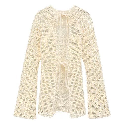 【クラネ/CLANE】のBACK OPEN CROCHET KNIT TOPS インテリア・キッズ・メンズ・レディースファッション・服の通販 founy(ファニー) https://founy.com/ ファッション Fashion レディースファッション Fashion for Women トップス・カットソー Cut & Sew Tops ニット Knit Tops & Sweaters 2025年 2025 2025春夏・S/S Spring/Summer 2025 SS25 かぎ針 Crochet エレガント 上品 Elegant リーフ Leaf, Botanical Leaf 透かし Cut-Out, Lacework |ID: prp329100004877645 ipo3291000000036385564