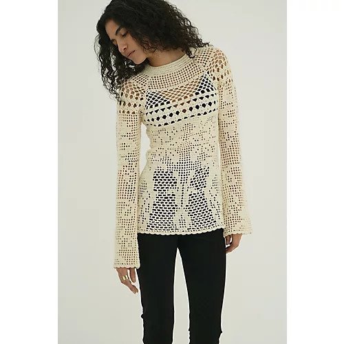 【クラネ/CLANE】のBACK OPEN CROCHET KNIT TOPS 人気、トレンドファッション・服の通販 founy(ファニー) 　ファッション　Fashion　レディースファッション　Fashion for Women　トップス・カットソー　Cut & Sew Tops　ニット　Knit Tops & Sweaters　2025年　2025　2025春夏・S/S　Spring/Summer 2025 SS25　かぎ針　Crochet　エレガント 上品　Elegant　リーフ　Leaf, Botanical Leaf　透かし　Cut-Out, Lacework　other-2|ID: prp329100004877645 ipo3291000000036385566