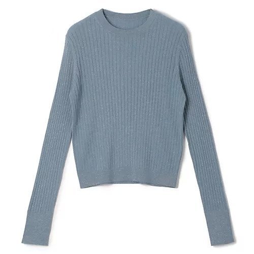 【エムセブンデイズ/M7days】のラメリブクルーネックニット 人気、トレンドファッション・服の通販 founy(ファニー) 　ファッション　Fashion　レディースファッション　Fashion for Women　トップス・カットソー　Cut & Sew Tops　ニット　Knit Tops & Sweaters　カーディガン　Cardigan, Knitwear　シルバー　Silver, Metallic Silver　シンプル　Simple, Minimal　バランス　Balance, Style Balance　フィット　Fit, Slim Fit　ボトム　Bottoms, Lower Wear　リブニット　Rib Knit, Ribbed Knit　ワイドリブ　Wide Rib, Wide Ribbed Knit　エレガント 上品　Elegant　 other-1|ID: prp329100004877652 ipo3291000000036385601