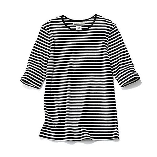 【トゥエルブクローゼット/12closet】の【福田麻琴さんコラボ】【洗える】ジュエリー映えする 究極のリブTシャツ インテリア・キッズ・メンズ・レディースファッション・服の通販 founy(ファニー) ファッションモデル・俳優・女優 Models 女性 Women 福田麻琴 Fukuda Makoto ファッション Fashion レディースファッション Fashion for Women トップス・カットソー Cut & Sew Tops シャツ・ブラウス・オフィスカジュアル Elegant Blouses & Button-Ups ロングTシャツ・Tシャツ Longline T-Shirts & Tees なめらか Smooth, Silky Texture コラボ Collaboration, Collab シェイプ Shape, Slim Fit ジュエリー Jewelry, Accessories フレンチ French, French Style ボーダー Border, Stripe 夏 Summer 春 Spring 洗える Machine Washable 無地 Plain, Solid Color ホワイト×ブラックボーダー|ID: prp329100004879495 ipo3291000000036409784