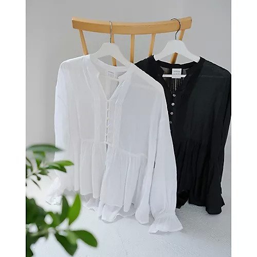 【トゥエルブクローゼット/12closet】の【洗える】涼しい長袖ピンタックブラウス 人気、トレンドファッション・服の通販 founy(ファニー) 　ファッション　Fashion　レディースファッション　Fashion for Women　トップス・カットソー　Cut & Sew Tops　シャツ・ブラウス・オフィスカジュアル　Elegant Blouses & Button-Ups　シアー　Sheer, See-Through　フロント　Front, Front Design　ペプラム　Peplum, Flared Hem　洗える　Machine Washable　長袖　Long Sleeve, Full Sleeve　other-2|ID: prp329100004879546 ipo3291000000036410291