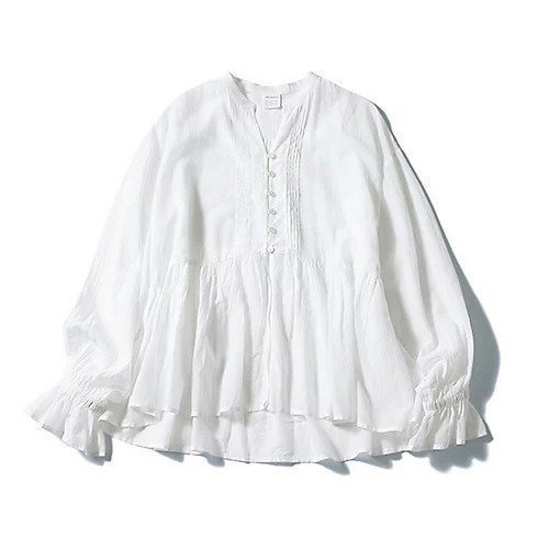 【トゥエルブクローゼット/12closet】の【洗える】涼しい長袖ピンタックブラウス インテリア・キッズ・メンズ・レディースファッション・服の通販 founy(ファニー) 　ファッション　Fashion　レディースファッション　Fashion for Women　トップス・カットソー　Cut & Sew Tops　シャツ・ブラウス・オフィスカジュアル　Elegant Blouses & Button-Ups　シアー　Sheer, See-Through　フロント　Front, Front Design　ペプラム　Peplum, Flared Hem　洗える　Machine Washable　長袖　Long Sleeve, Full Sleeve　ホワイト|ID: prp329100004879547 ipo3291000000036410290