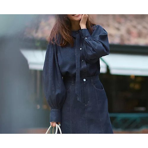 【スアデオ/suadeo】のデニムボウタイブラウス 人気、トレンドファッション・服の通販 founy(ファニー) 　ファッション　Fashion　レディースファッション　Fashion for Women　トップス・カットソー　Cut & Sew Tops　シャツ・ブラウス・オフィスカジュアル　Elegant Blouses & Button-Ups　インナー　Innerwear　エレガント 上品　Elegant　ジャケット　Jacket, Outerwear　デニム　Denim, Jeans Material　バランス　Balance, Style Balance　洗える　Machine Washable　other-2|ID: prp329100004879553 ipo3291000000036410353