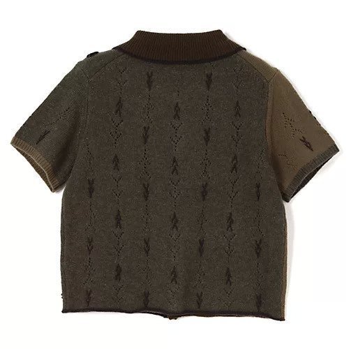 【ヤンヤン/YANYAN】のDAISY SHORT SLEEVE CARDIGAN (FW25) 人気、トレンドファッション・服の通販 founy(ファニー) 　ファッション　Fashion　レディースファッション　Fashion for Women　トップス・カットソー　Cut & Sew Tops　カーディガン・羽織り　Layered Style Cardigans　2025年　2025　2025-2026秋冬・A/W　Autumn/Winter 2025–26 AW25–26　カーディガン　Cardigan, Knitwear　ドット　Polka Dot, Dot Pattern　パイピング　Piping, Trim Design　パッチワーク　Patchwork, Mixed Fabric　ミリタリー　Military, Army Style　今季　This Season, Current Season　半袖　Short Sleeve, Half Sleeve　other-2|ID: prp329100004879592 ipo3291000000036410818