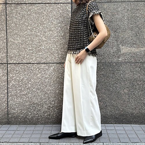 【イーバイエクラ/E by eclat】のツイード風ニットトップス 人気、トレンドファッション・服の通販 founy(ファニー) 　ファッション　Fashion　レディースファッション　Fashion for Women　トップス・カットソー　Cut & Sew Tops　ニット　Knit Tops & Sweaters　ツイード　Twill, Twill Weave　フリンジ　Fringe, Tassel　エレガント 上品　Elegant　other-3|ID: prp329100004879620 ipo3291000000036411086