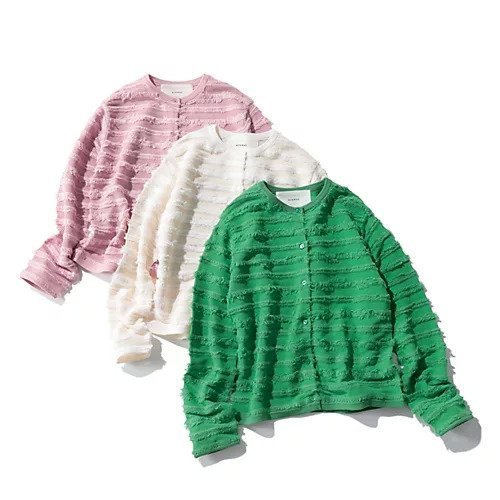 【アダワス/ADAWAS】の【HPS別注】FRINGE KNIT CARDIGAN 人気、トレンドファッション・服の通販 founy(ファニー) 　ファッション　Fashion　レディースファッション　Fashion for Women　トップス・カットソー　Cut & Sew Tops　ニット　Knit Tops & Sweaters　カーディガン・羽織り　Layered Style Cardigans　エレガント 上品　Elegant　洗える　Machine Washable　カーディガン　Cardigan, Knitwear　コンビ　Combo, Combination Style　軽量　Lightweight, Ultra Light　ジャケット　Jacket, Outerwear　ツイード　Twill, Twill Weave　デニム　Denim, Jeans Material　ノースリーブ　Sleeveless, No-Sleeve　人気　Popular, Best Seller　フォーマル　Formal, Dressy　フリンジ　Fringe, Tassel　フロント　Front, Front Design　ベーシック　Basic, Essential　ボックス　Boxy, Box Shape　別注　Limited Edition, Custom Order　夏　Summer　other-2|ID: prp329100004879639 ipo3291000000036411332