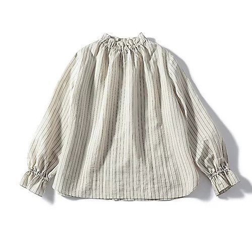 【トゥエルブクローゼット/12closet】の【12classe】【洗える】スタンドフリル衿シアーブラウス インテリア・キッズ・メンズ・レディースファッション・服の通販 founy(ファニー) ファッション Fashion レディースファッション Fashion for Women トップス・カットソー Cut & Sew Tops シャツ・ブラウス・オフィスカジュアル Elegant Blouses & Button-Ups インナー Innerwear スタンド Stand Collar, Upright Stand フリル Frill, Ruffle ワッシャー Washer, Crinkled Finish 春 Spring 洗える Machine Washable ビジネス 仕事 通勤 Business / Work / Commuting ストライプベージュ|ID: prp329100004879644 ipo3291000000036411407