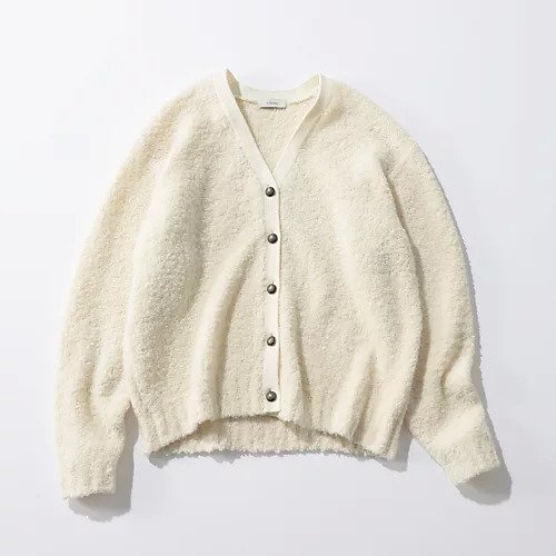 【スアデオ/suadeo】の【亀恭子さんコラボ】ブークレーニットカーディガン インテリア・キッズ・メンズ・レディースファッション・服の通販 founy(ファニー) 　ファッション　Fashion　レディースファッション　Fashion for Women　トップス・カットソー　Cut & Sew Tops　ニット　Knit Tops & Sweaters　カーディガン・羽織り　Layered Style Cardigans　ヴィンテージ　Vintage Style　秋　Autumn　カットソー　Cut and Sewn Top　コラボ　Collaboration, Collab　今季　This Season, Current Season　ジャケット　Jacket, Outerwear　トレンド　Trend, Trending Now　人気　Popular, Best Seller　バランス　Balance, Style Balance　ビッグ　Big, Oversized　メタル　Metal, Metal Parts　メンズ　Men's, Menswear　モコモコ　Fuzzy, Fluffy　オフホワイト2|ID: prp329100004879698 ipo3291000000036412030